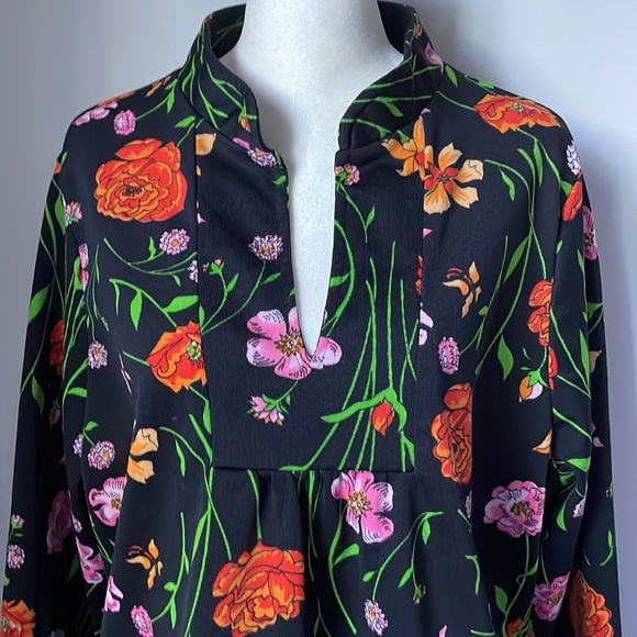 Vintage 80s Floral retro Flowy Babydoll Blouse - Picture 5 of 13